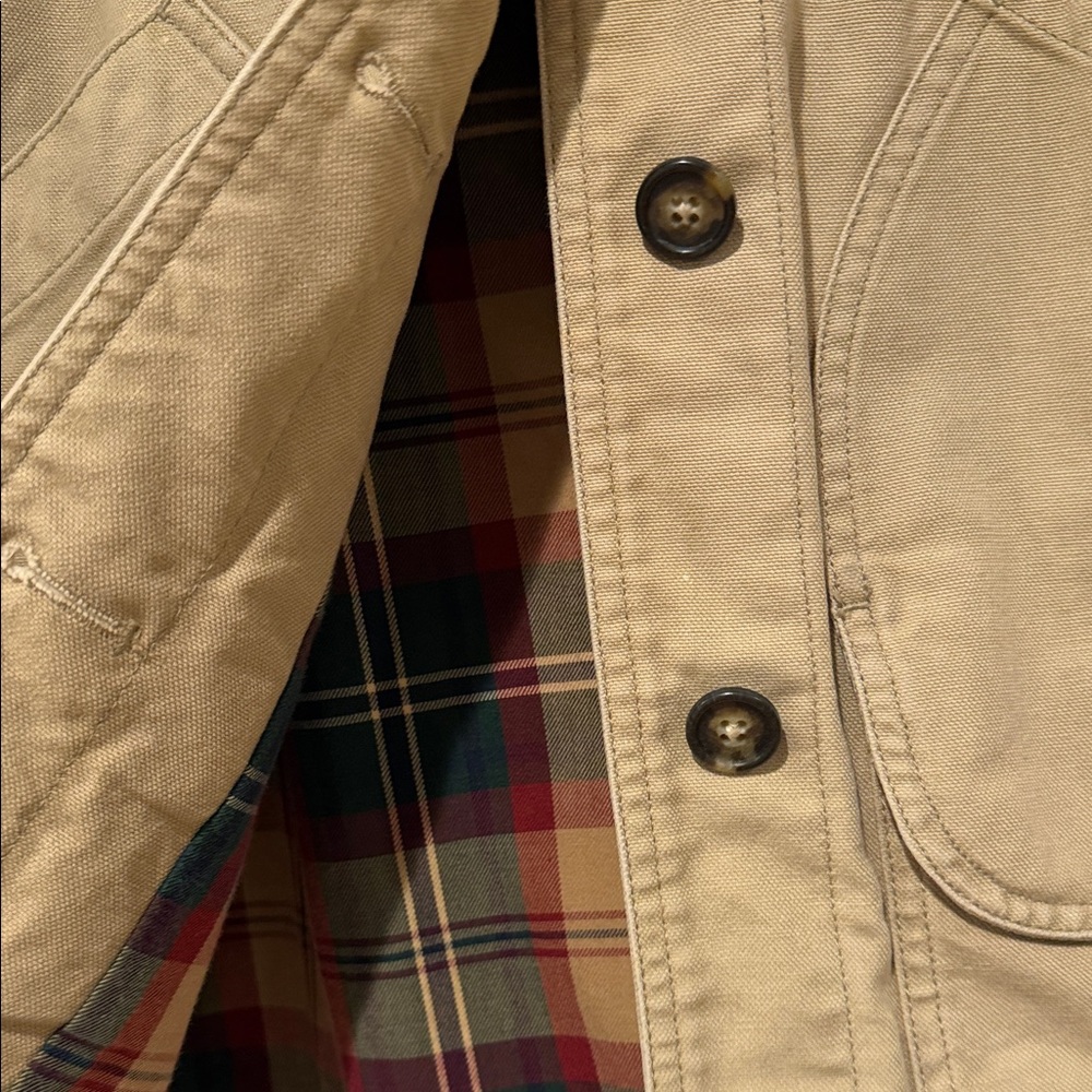 Lands' End Tan Utility Jacket with Brown Corduroy Collar - Picture 4 of 14